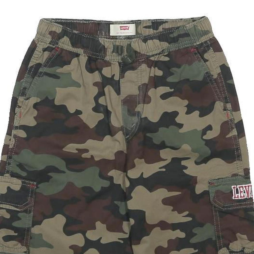 LEVI'S Boys Shorts Green Camouflage Cargo 14Y W24 Cotton Casual