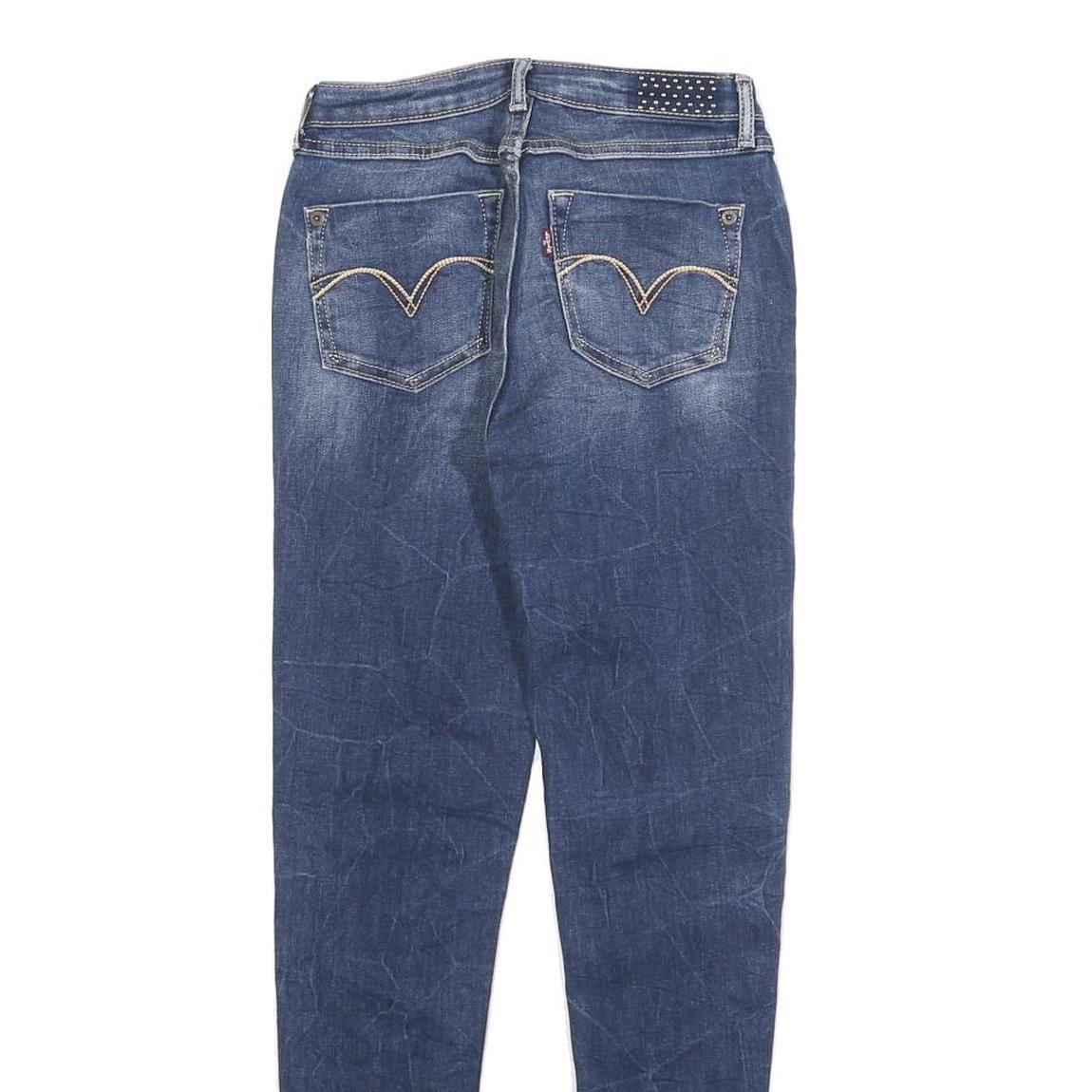 LEVI'S Womens Slim Blue Denim Light W22 L27 Zip Jeans Stud Detail Skinny Fit