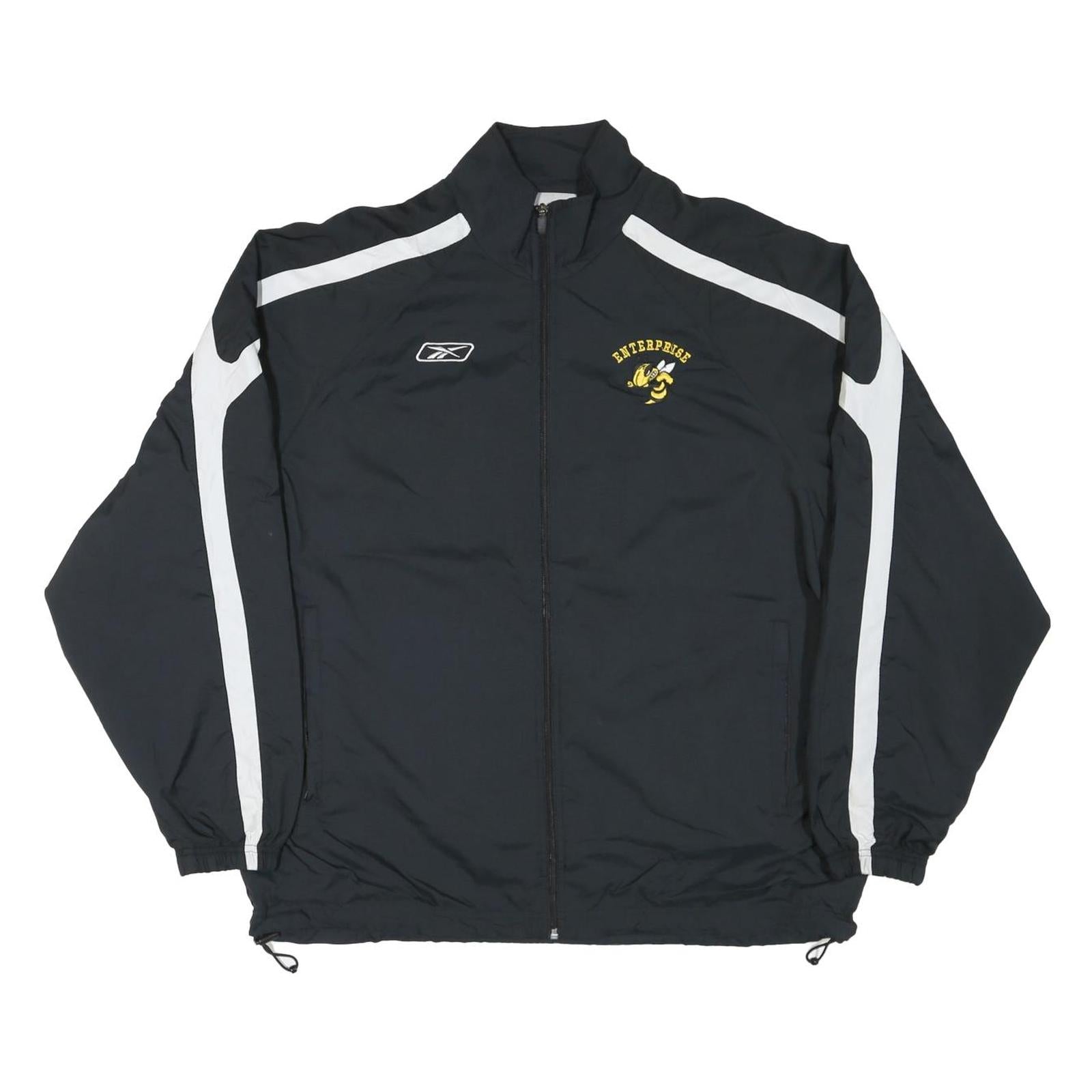 REEBOK Mens Black & White Enterprise Track Jacket M Nylon Zip Sportswear