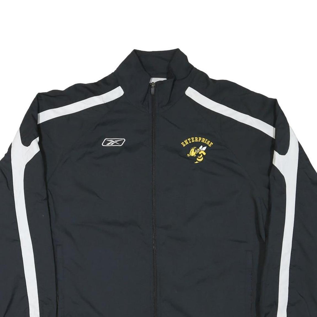 REEBOK Mens Black & White Enterprise Track Jacket M Nylon Zip Sportswear