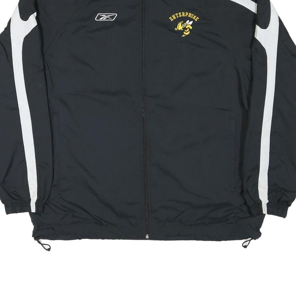 REEBOK Mens Black & White Enterprise Track Jacket M Nylon Zip Sportswear