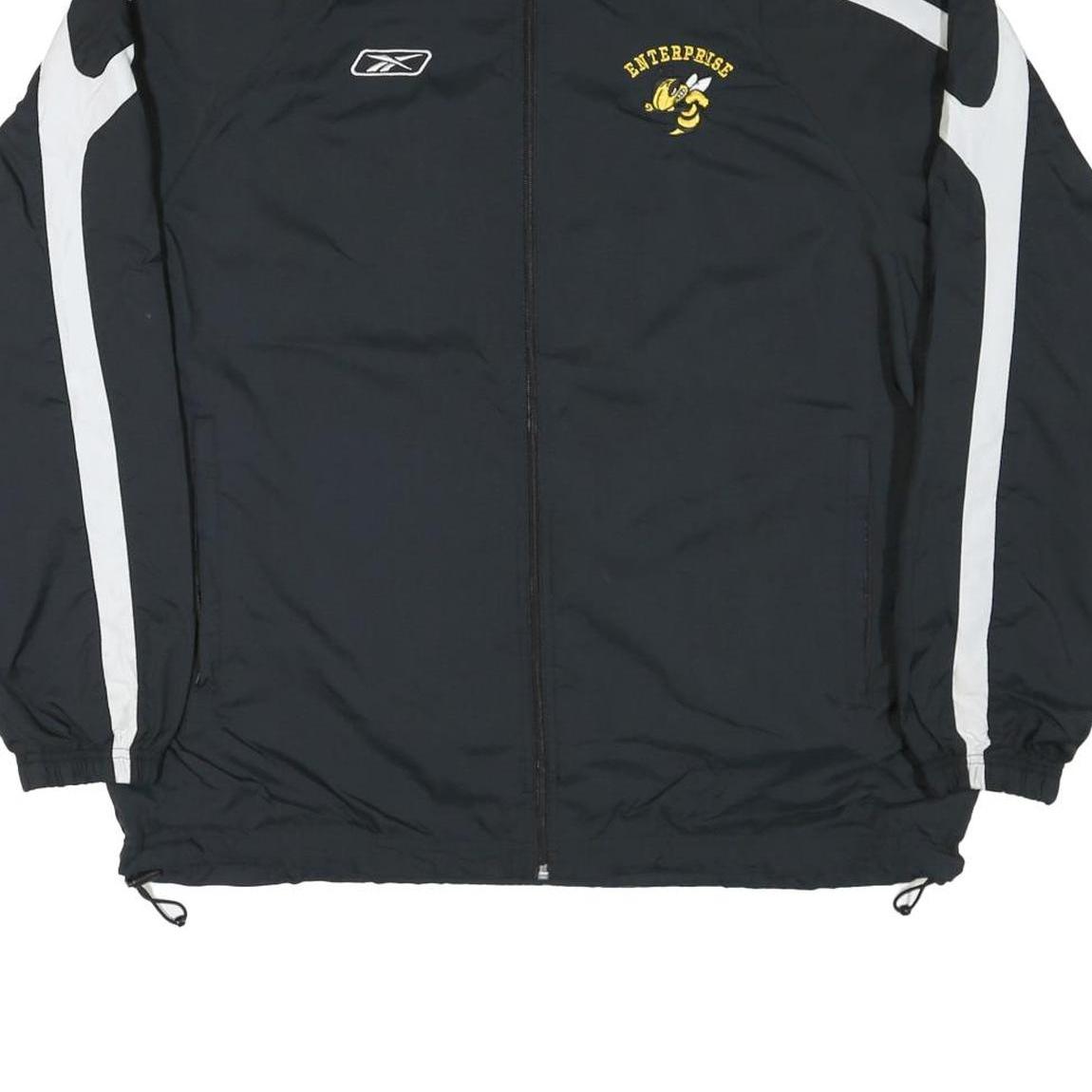 REEBOK Mens Black & White Enterprise Track Jacket M Nylon Zip Sportswear