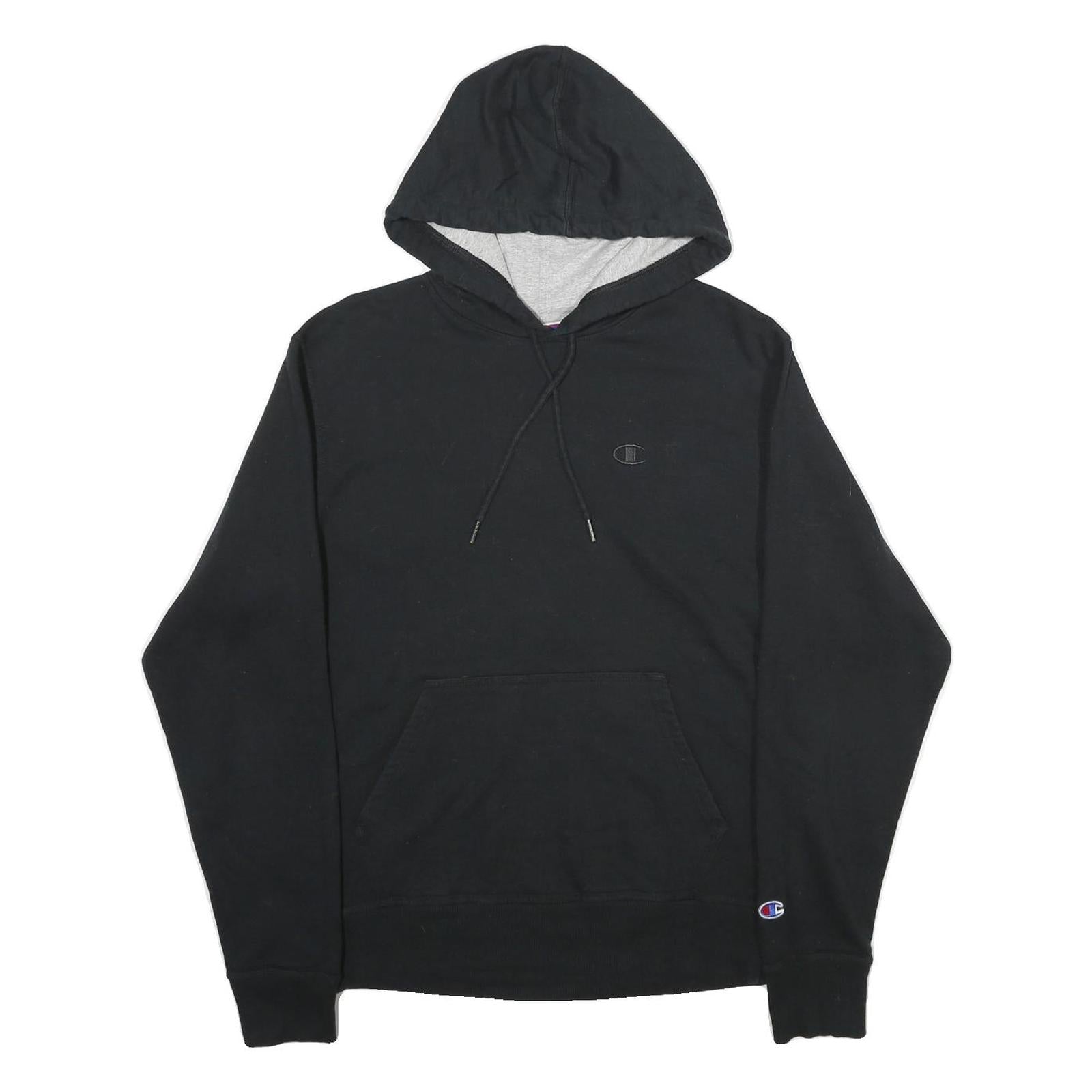 CHAMPION Mens Black Hoodie S Pullover Cotton Blend Casual Sweatshirt