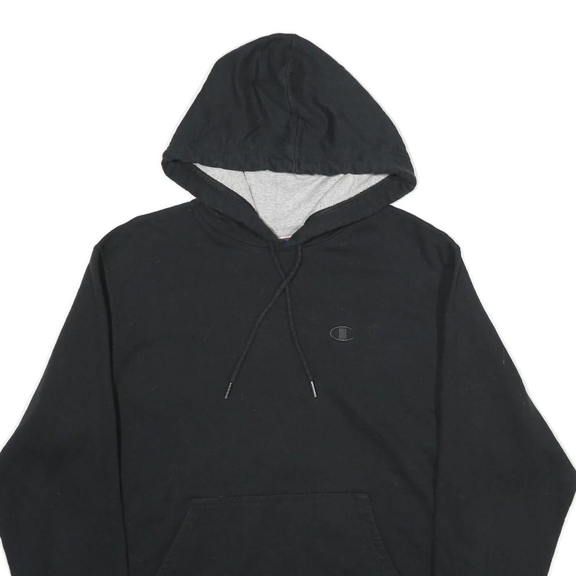 CHAMPION Mens Black Hoodie S Pullover Cotton Blend Casual Sweatshirt