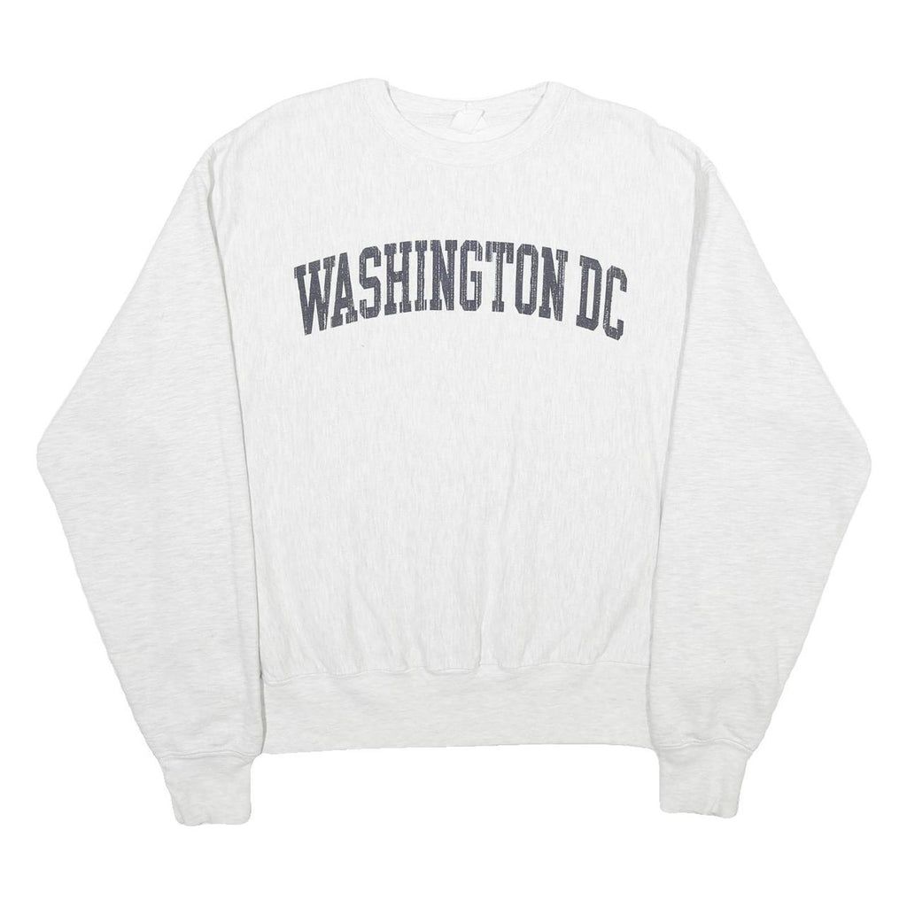 CHAMPION REVERSE WEAVE Mens White Washington DC Crew Neck L Cotton Blend