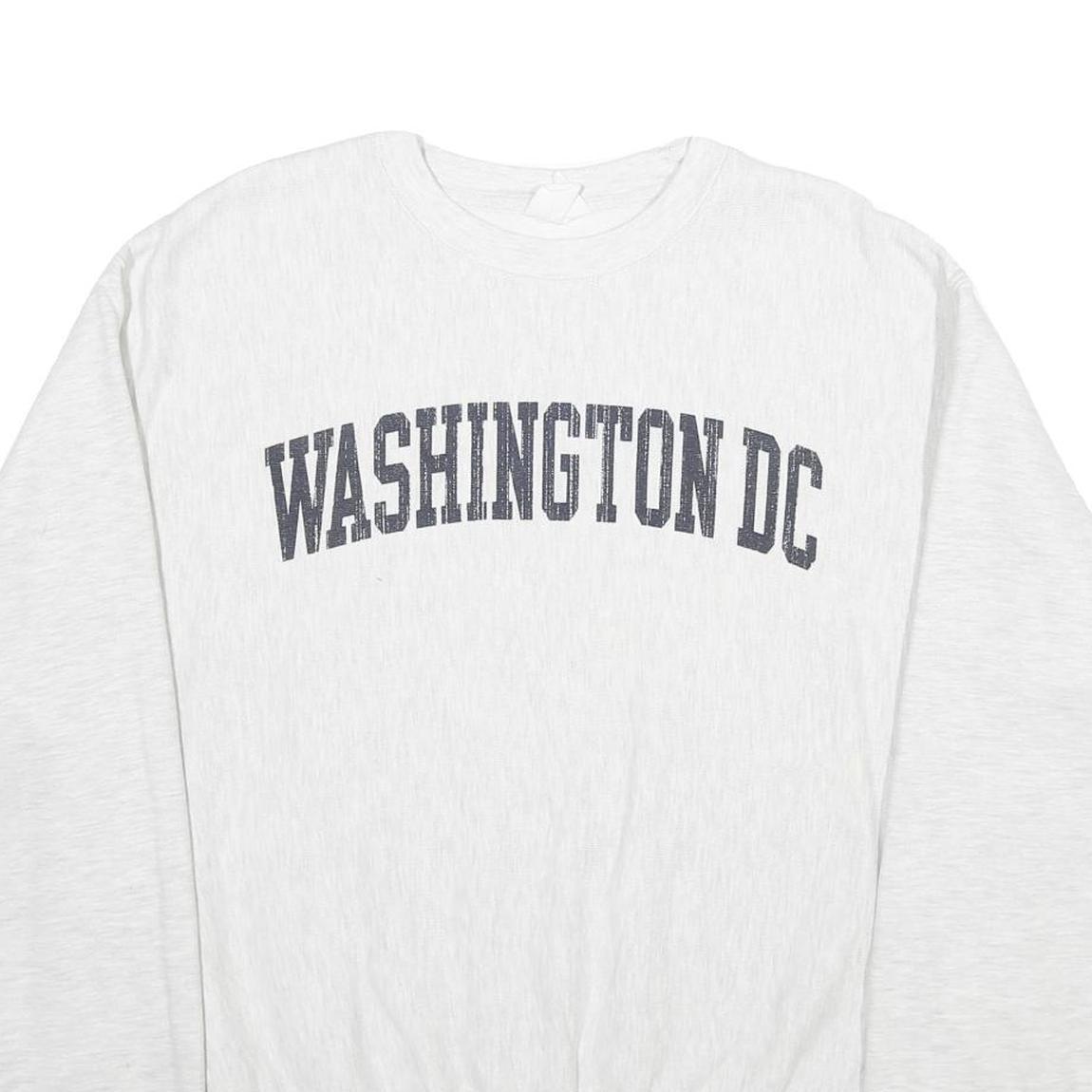 CHAMPION REVERSE WEAVE Mens White Washington DC Crew Neck L Cotton Blend