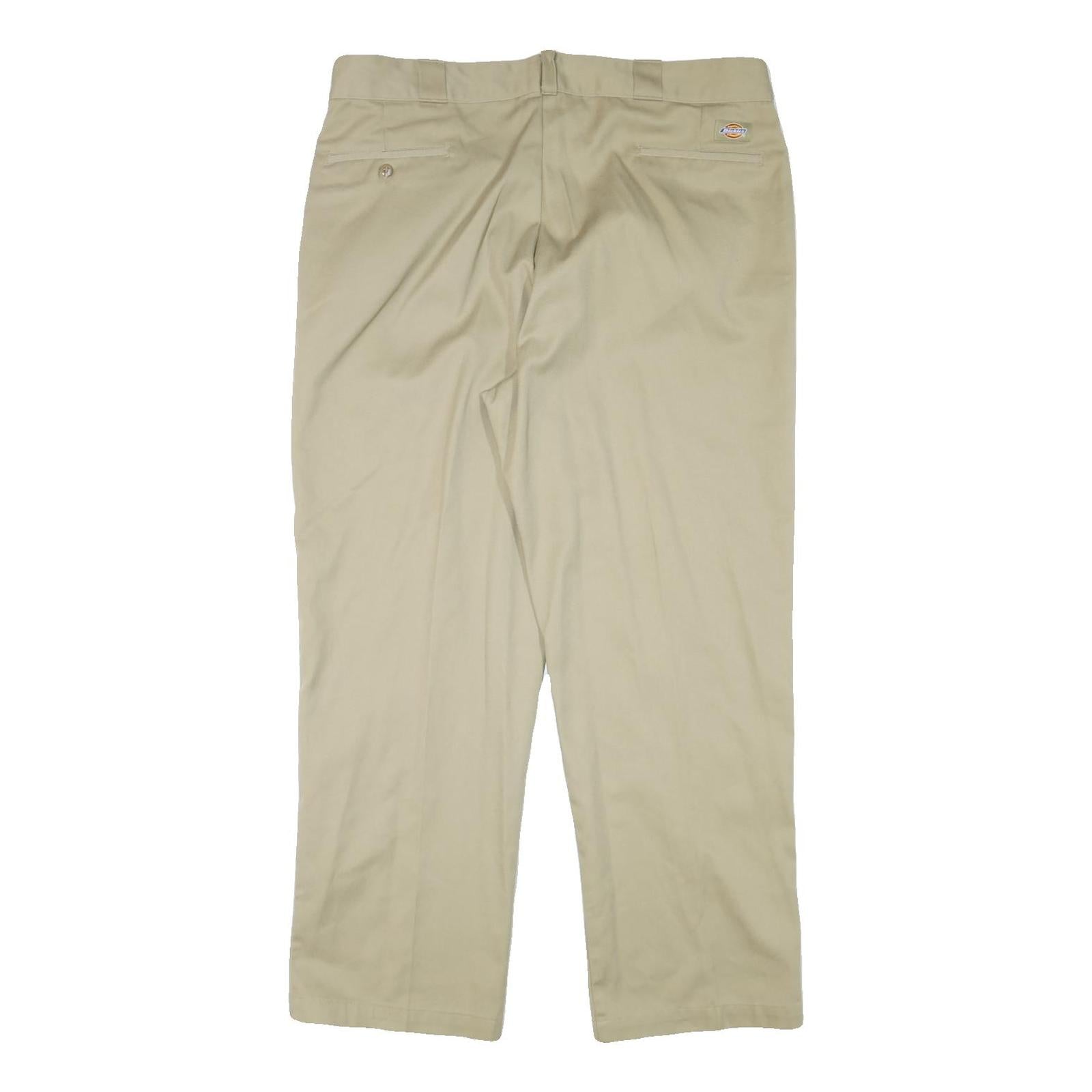 DICKIES Mens Regular Fit Beige Cotton Blend Trousers W38 L30 Workwear Casual