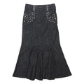 PER UNA Womens Black & Grey Flare Knee Length Cotton Blend Skirt UK 8 Stud