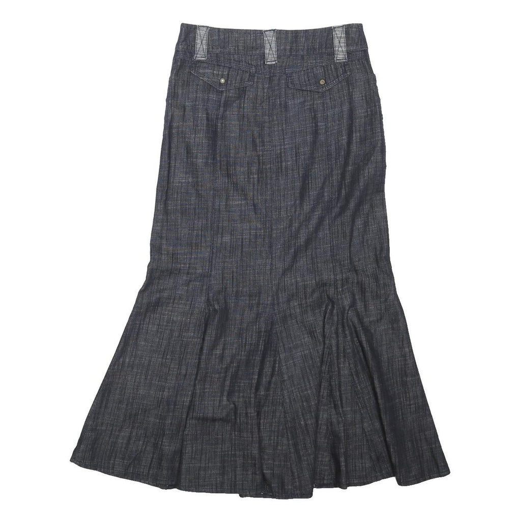PER UNA Womens Black & Grey Flare Knee Length Cotton Blend Skirt UK 8 Stud