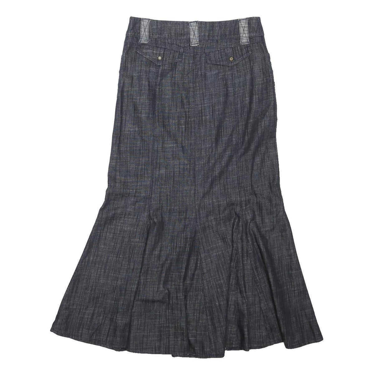 PER UNA Womens Black & Grey Flare Knee Length Cotton Blend Skirt UK 8 Stud
