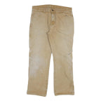 DICKIES Mens Regular Fit Beige Cotton Blend Trousers W34 L29 Workwear Zip