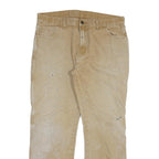 DICKIES Mens Regular Fit Beige Cotton Blend Trousers W34 L29 Workwear Zip