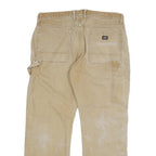 DICKIES Mens Regular Fit Beige Cotton Blend Trousers W34 L29 Workwear Zip
