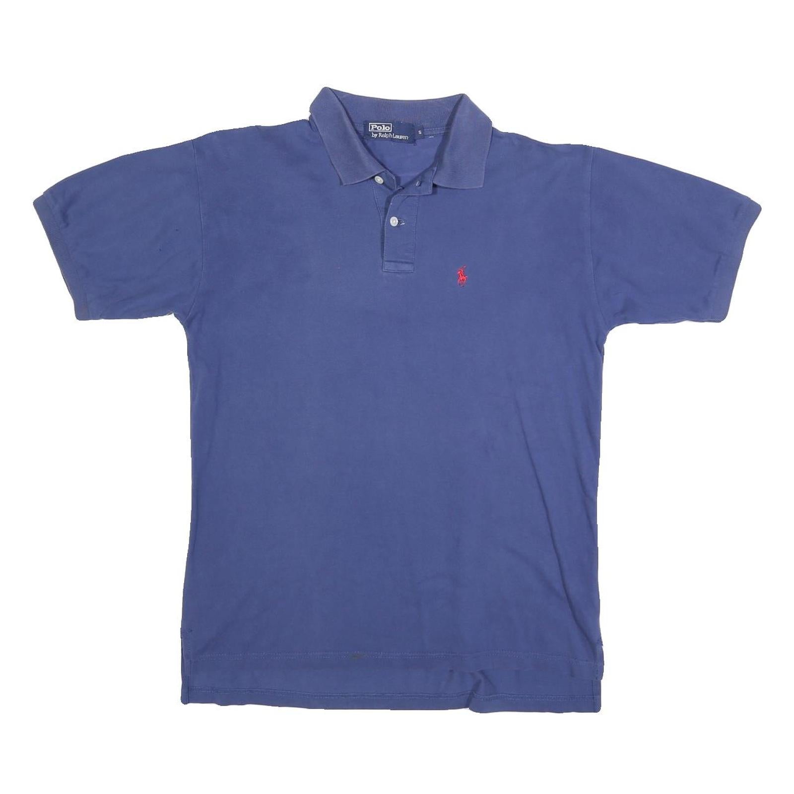 POLO RALPH LAUREN Mens Blue Short Sleeve Plain S Cotton Blend Polo Shirt