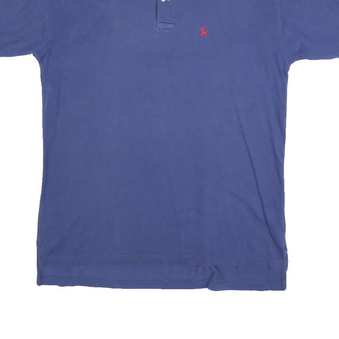 POLO RALPH LAUREN Mens Blue Short Sleeve Plain S Cotton Blend Polo Shirt