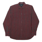 TOMMY HILFIGER Mens Red & Black Checked Shirt L Cotton Blend Long Sleeve Casual