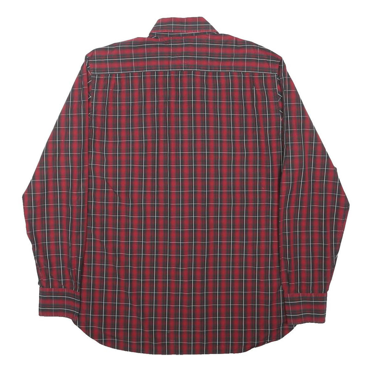 TOMMY HILFIGER Mens Red & Black Checked Shirt L Cotton Blend Long Sleeve Casual