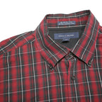 TOMMY HILFIGER Mens Red & Black Checked Shirt L Cotton Blend Long Sleeve Casual
