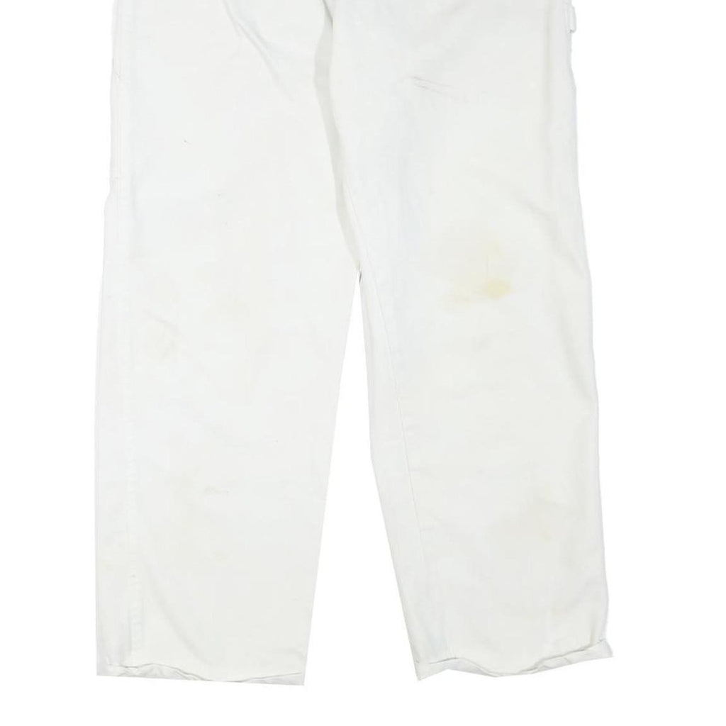 DICKIES Mens Regular Fit White Cotton Blend Trousers W34 L27 Workwear Casual