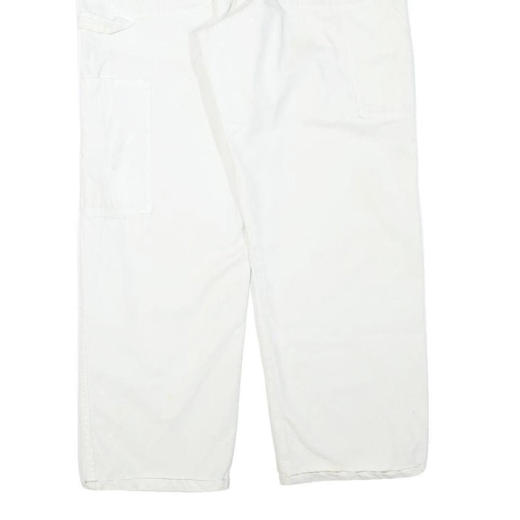 DICKIES Mens Regular Fit White Cotton Blend Trousers W34 L27 Workwear Casual