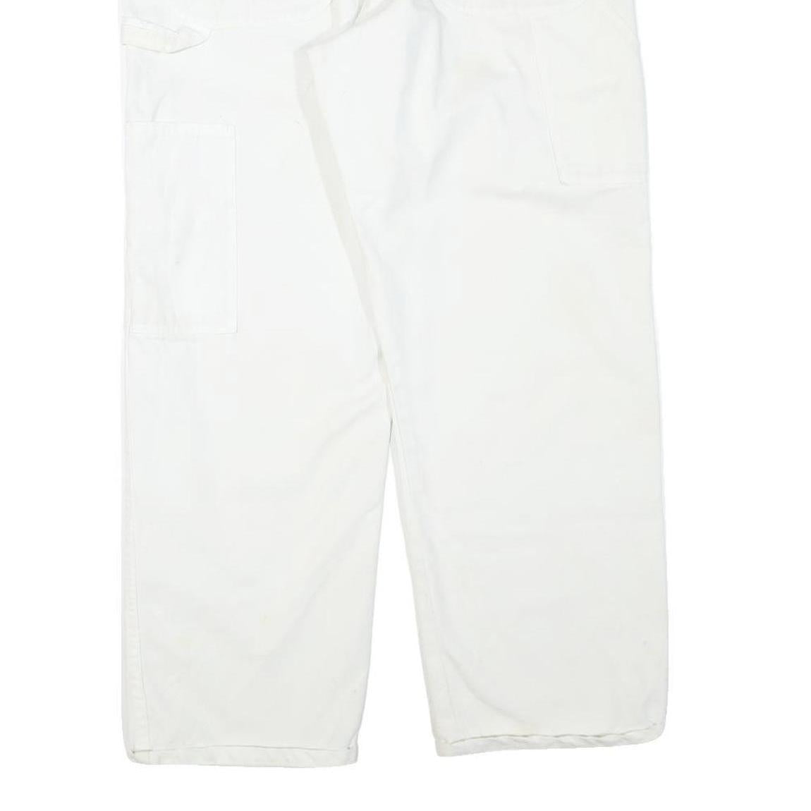 DICKIES Mens Regular Fit White Cotton Blend Trousers W34 L27 Workwear Casual