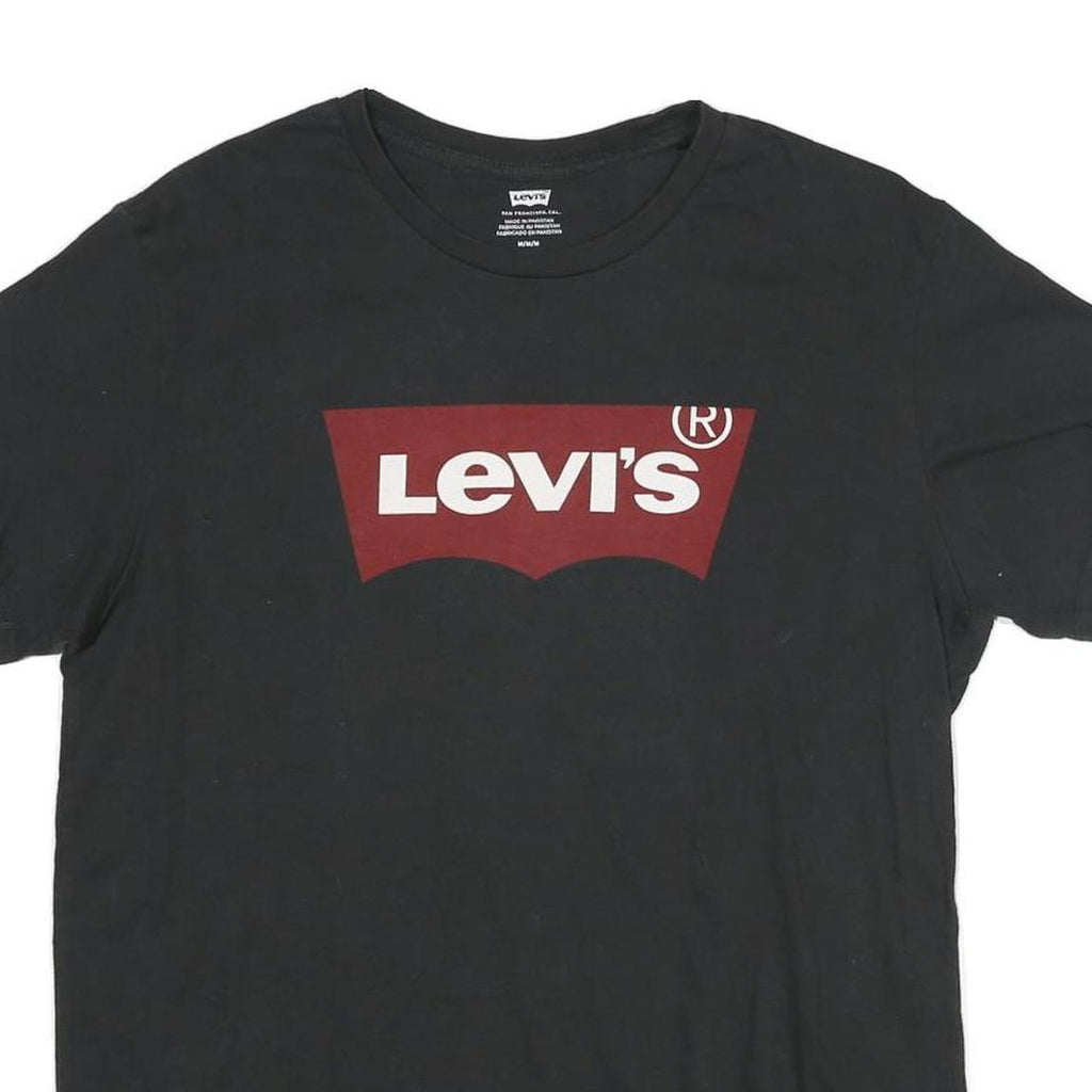 LEVI'S Mens Black Graphic T-Shirt M Short Sleeve Crew Neck Cotton Blend