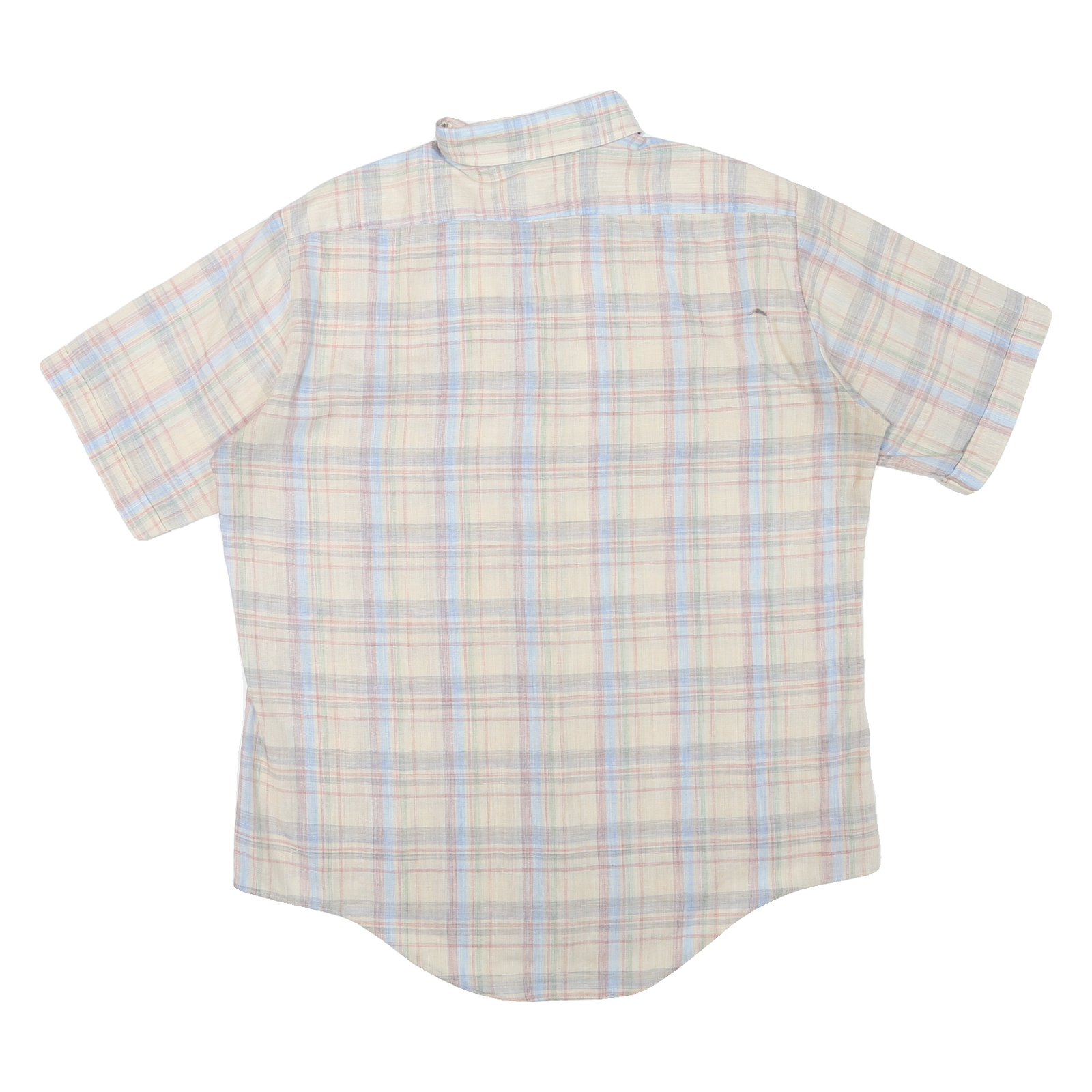 Mens White & Blue Check Cotton Blend Shirt XL Summer Casual Short Sleeve