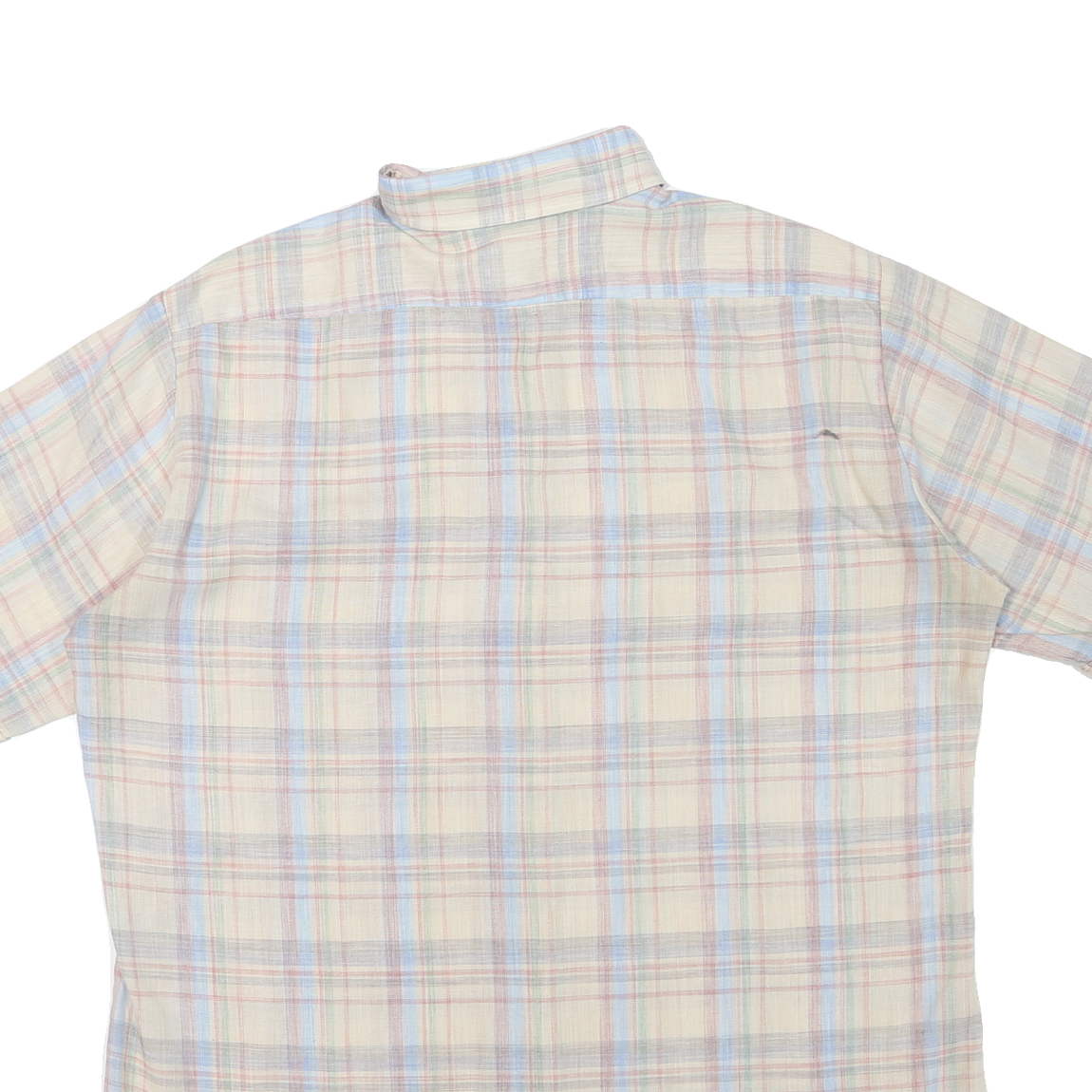 Mens White & Blue Check Cotton Blend Shirt XL Summer Casual Short Sleeve
