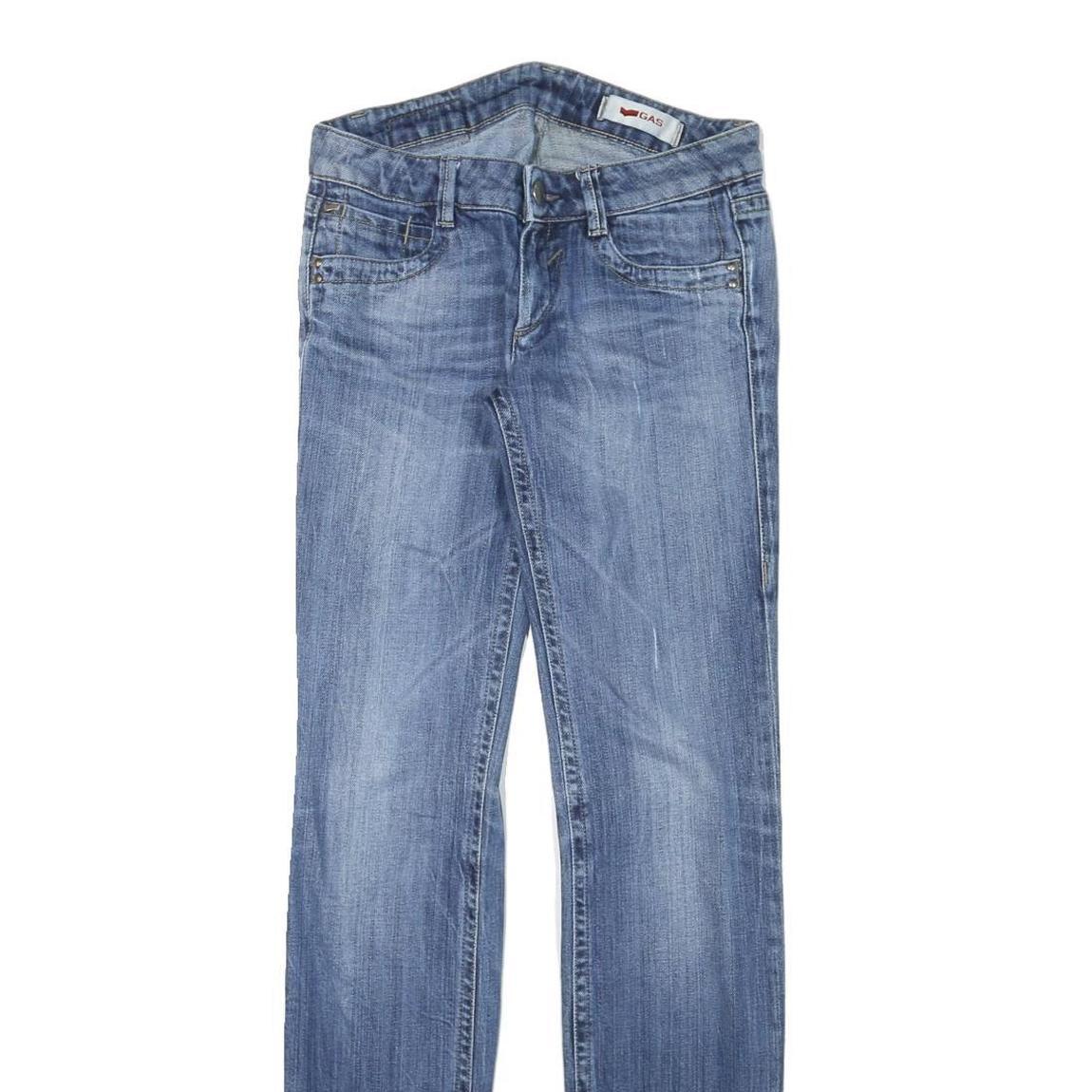 GAS Womens Slim Straight Denim Light Blue Cotton Blend Jeans W28 L33