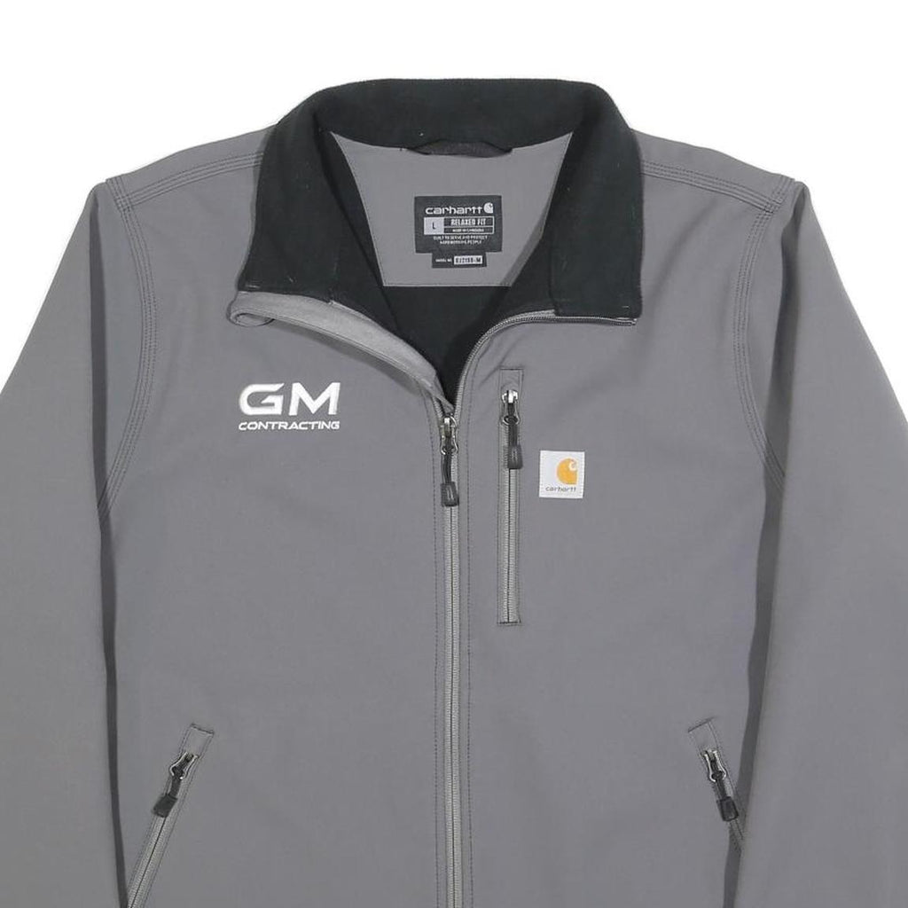 CARHARTT Mens Grey Workwear Jacket L Polyester Blend Zip Plain Construction