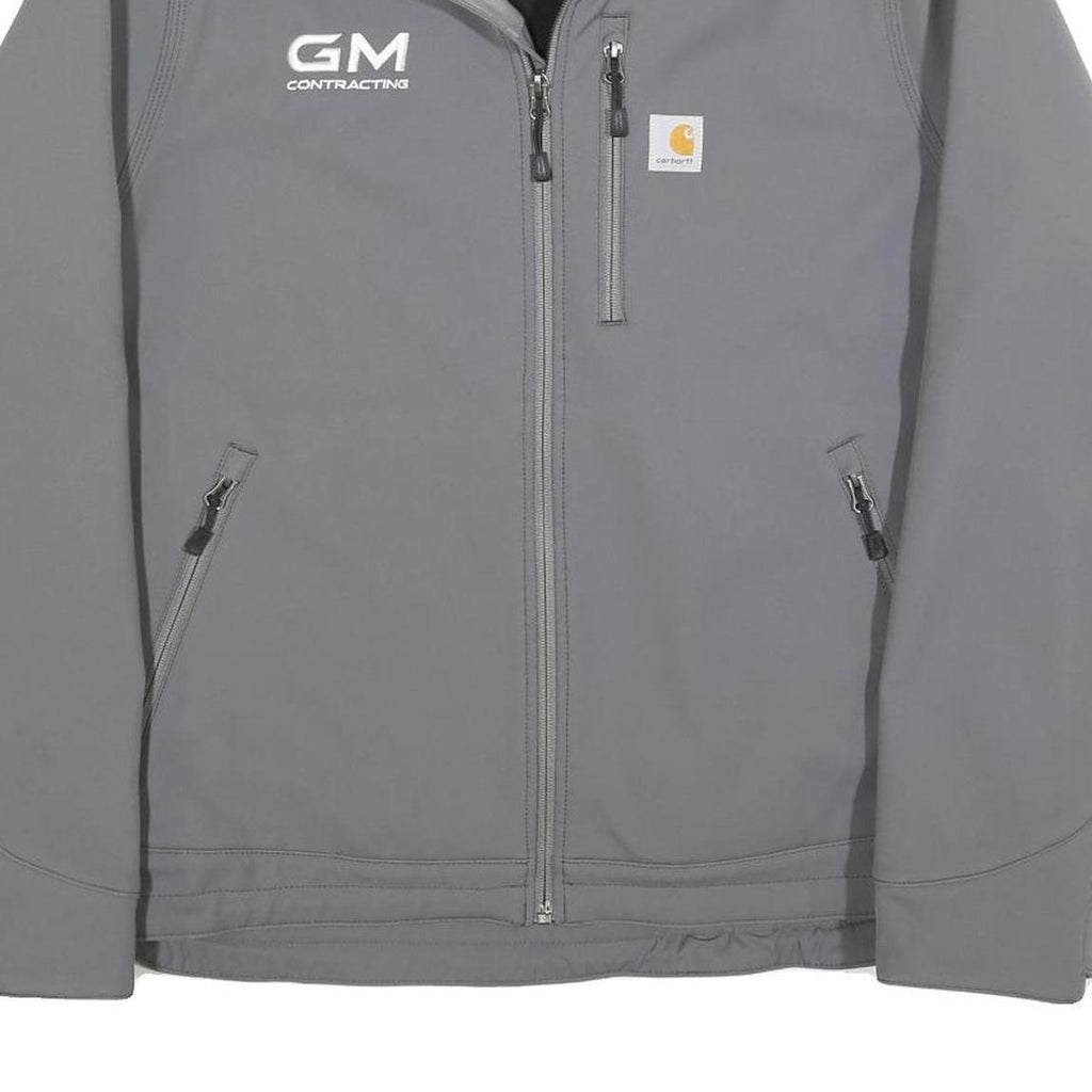 CARHARTT Mens Grey Workwear Jacket L Polyester Blend Zip Plain Construction
