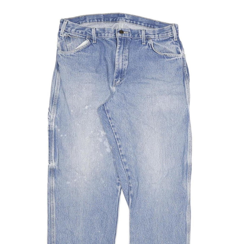 DICKIES Mens Regular Fit Blue Denim Jeans W36 L34 Cotton Blend Zip Pockets