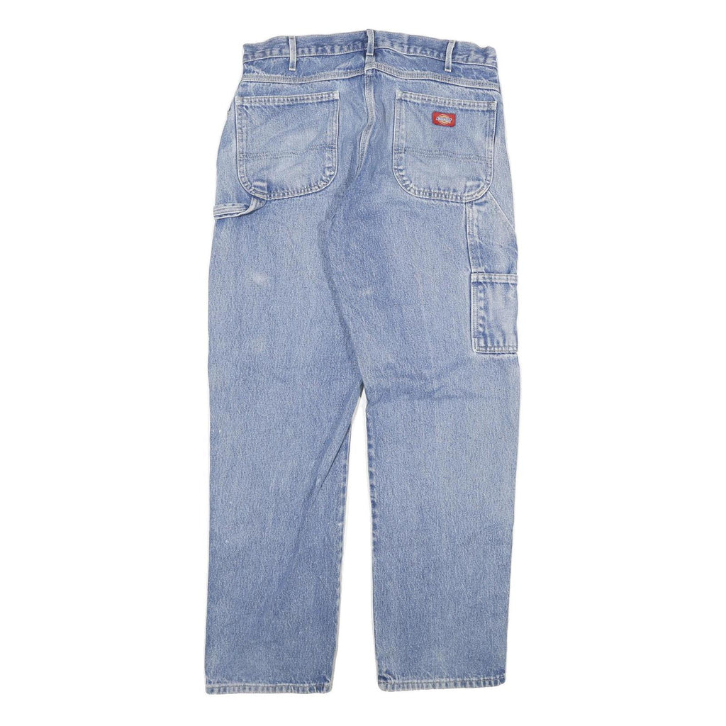 DICKIES Mens Regular Fit Blue Denim Jeans W36 L34 Cotton Blend Zip Pockets
