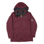 JACK WOLFSKIN Womens Maroon Jacket M Polyester Blend Plain Hooded Zip Outdoor