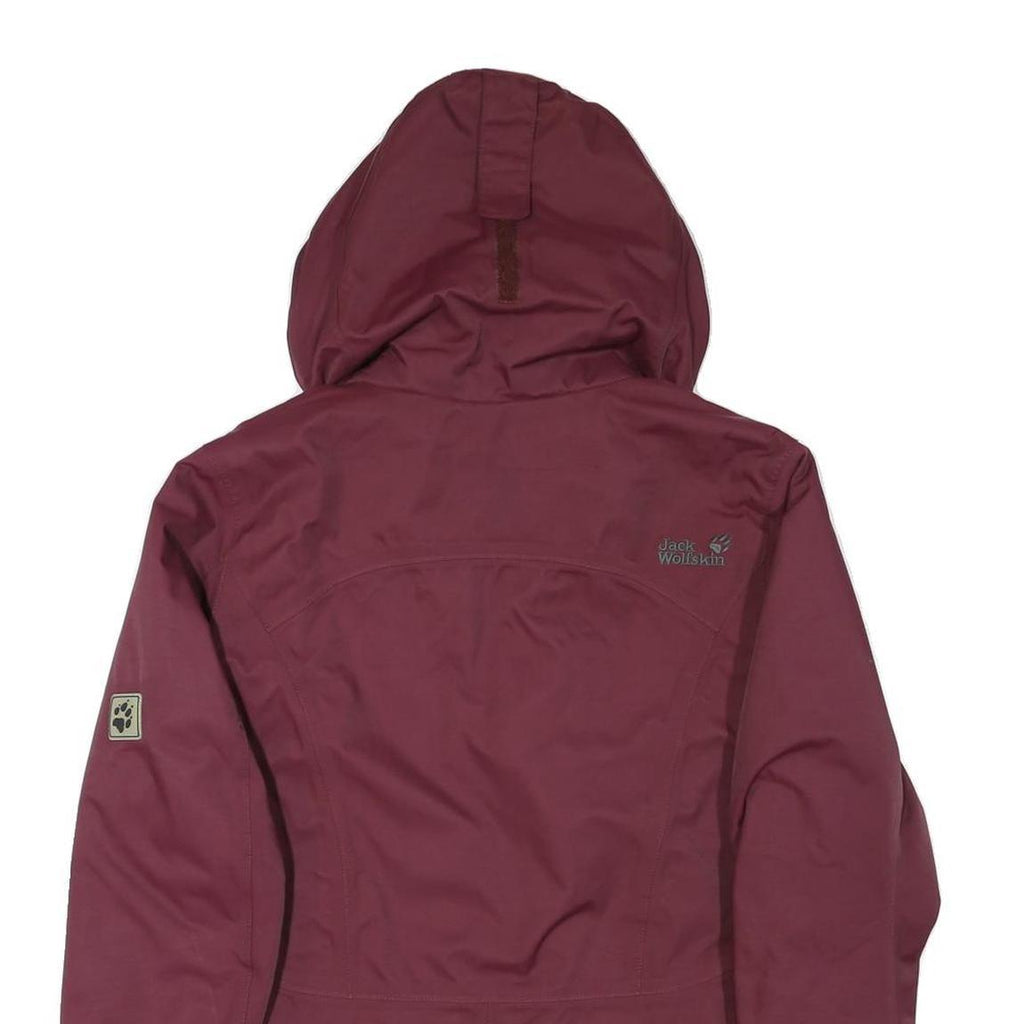 JACK WOLFSKIN Womens Maroon Jacket M Polyester Blend Plain Hooded Zip Outdoor