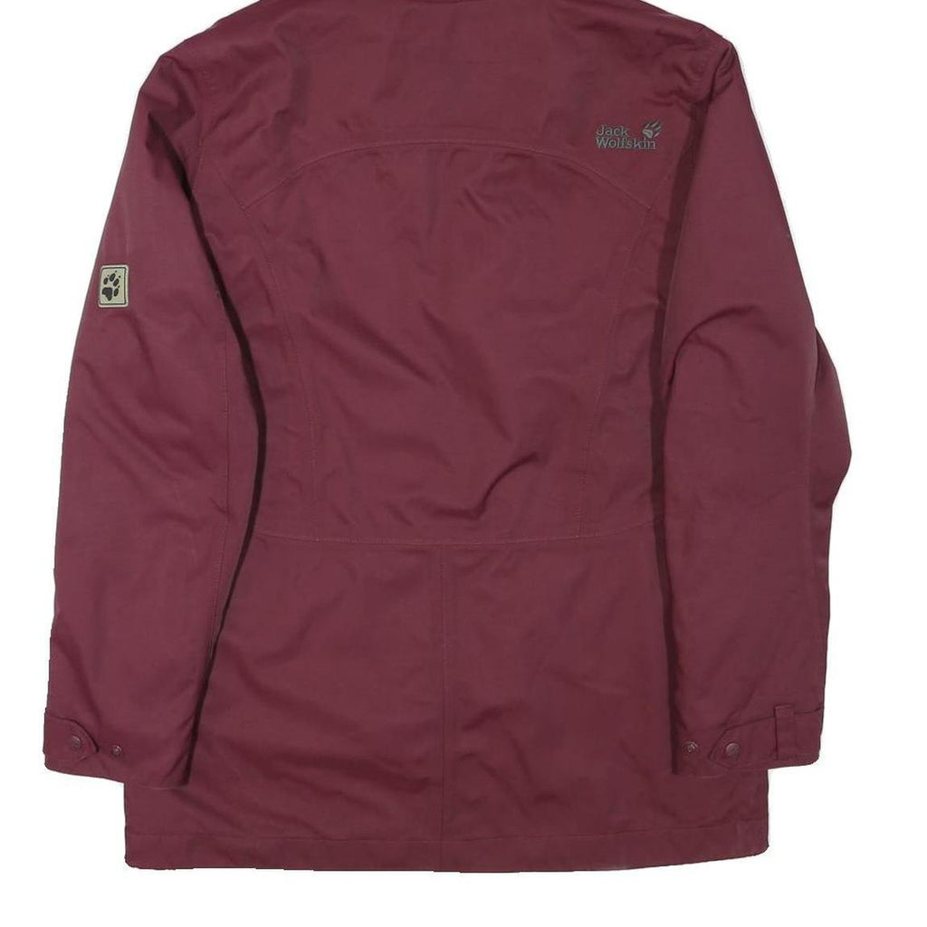 JACK WOLFSKIN Womens Maroon Jacket M Polyester Blend Plain Hooded Zip Outdoor