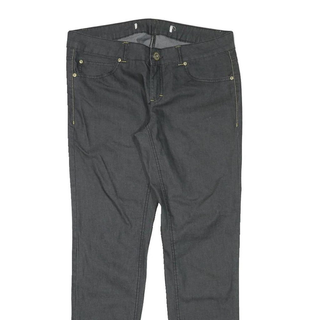 ONLY Womens Black Slim Slim Fit Zip Cotton Blend Trousers W32 L30 Zip Detail