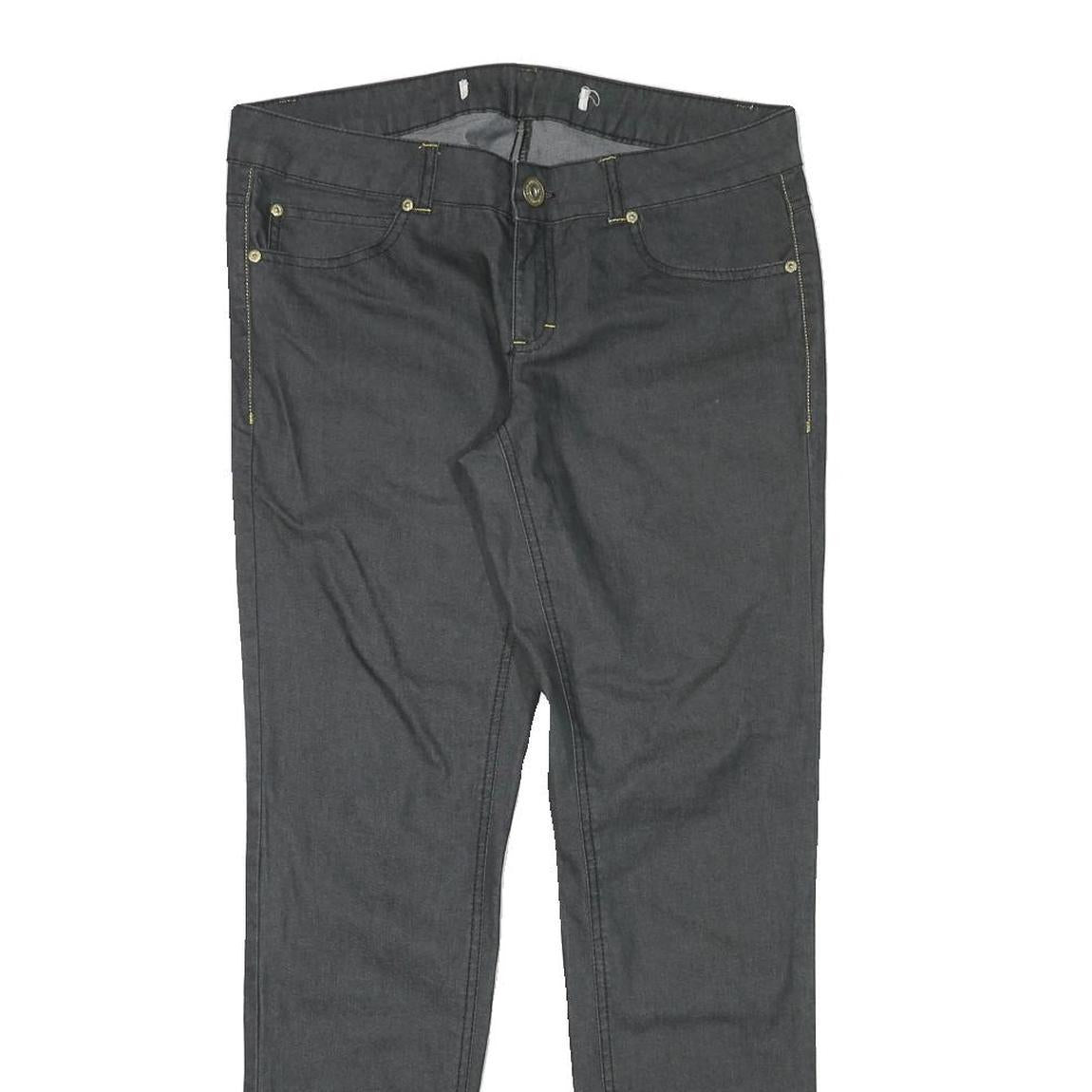 ONLY Womens Black Slim Slim Fit Zip Cotton Blend Trousers W32 L30 Zip Detail