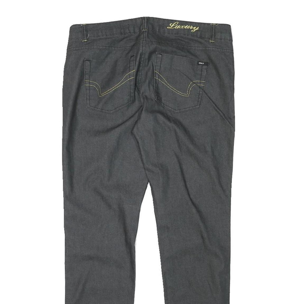 ONLY Womens Black Slim Slim Fit Zip Cotton Blend Trousers W32 L30 Zip Detail