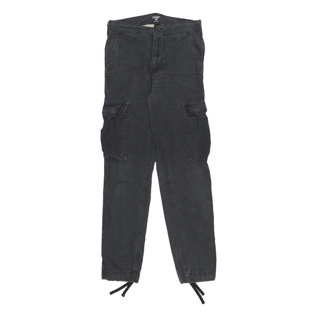 CARHARTT WIP Mens Cotton Slim Cargo Black Trousers W29 L34 Casual Workwear