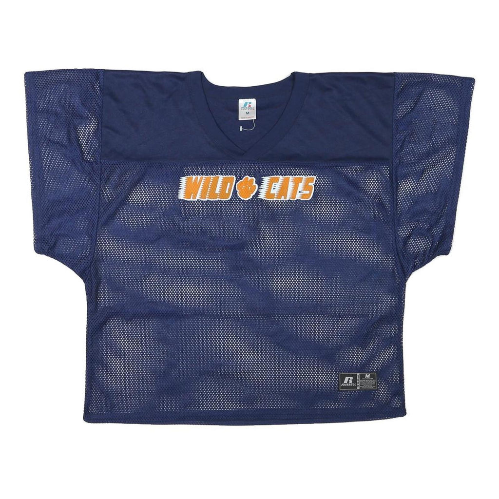 RUSSELL ATHLETIC Mens Navy Blue Wildcats Graphic T-Shirt M V-Neck Short Sleeve