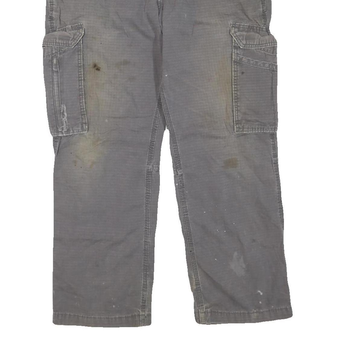 CARHARTT Mens Cotton Blend Grey Relaxed Fit Cargo Trousers W36 L27 Workwear