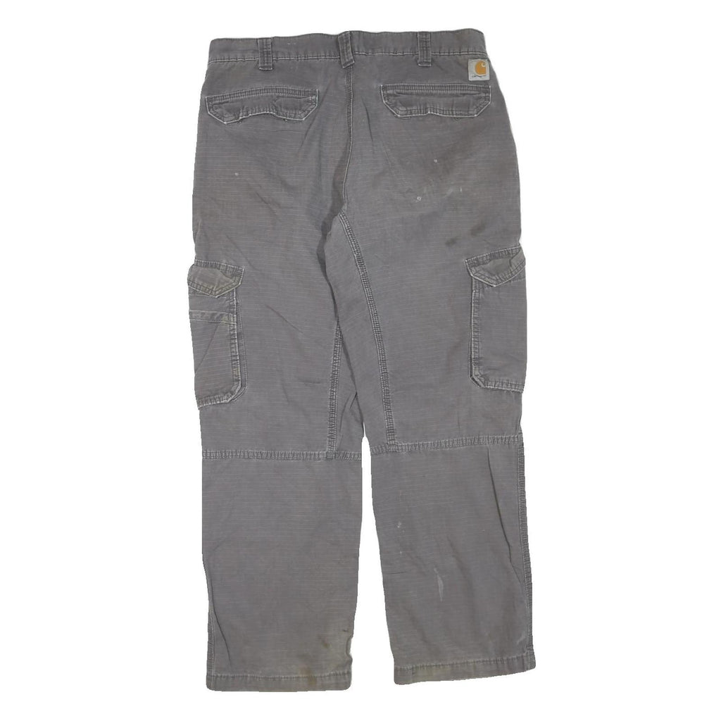 CARHARTT Mens Cotton Blend Grey Relaxed Fit Cargo Trousers W36 L27 Workwear