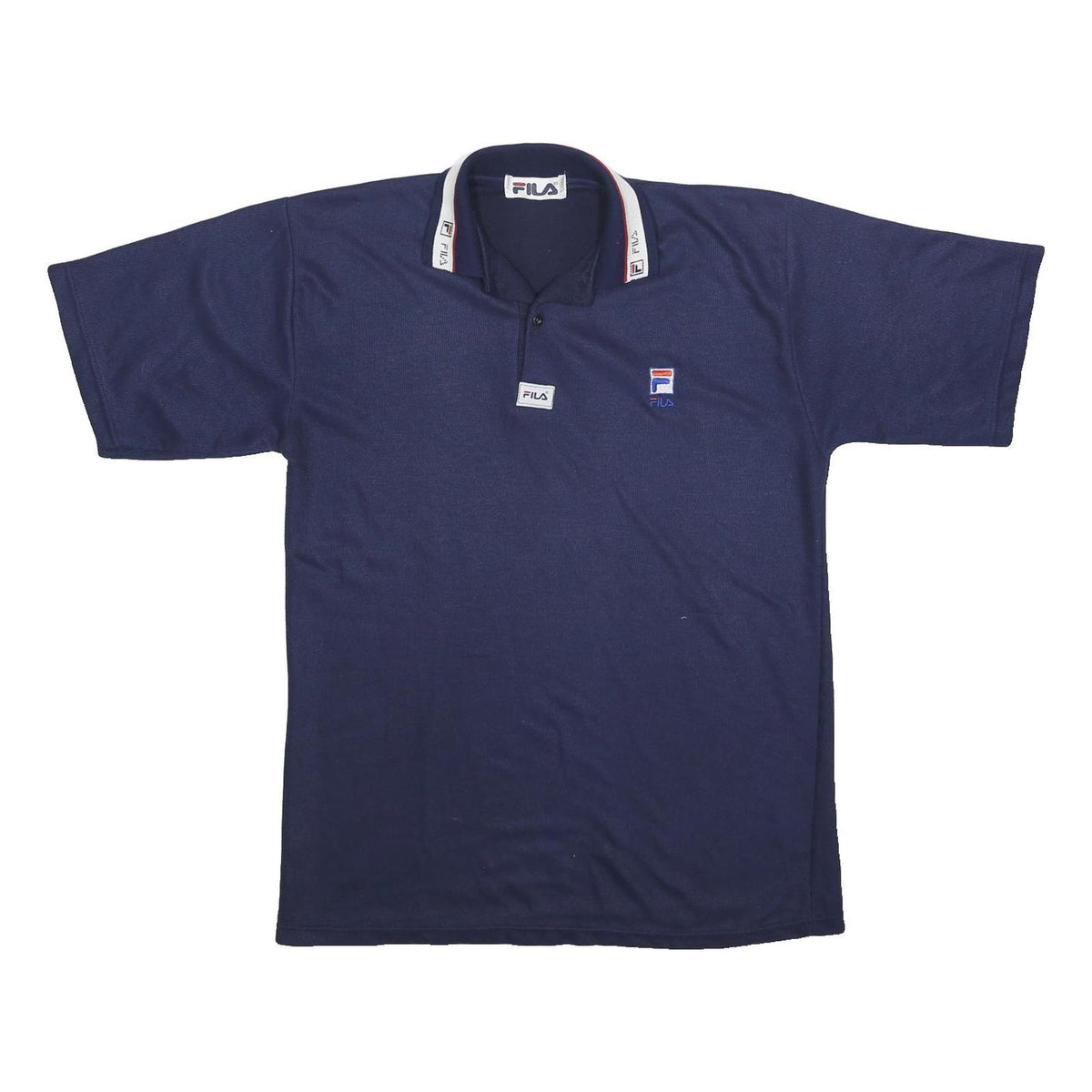 FILA Mens Navy Blue Polo Shirt L Cotton Blend Short Sleeve Classic Logo