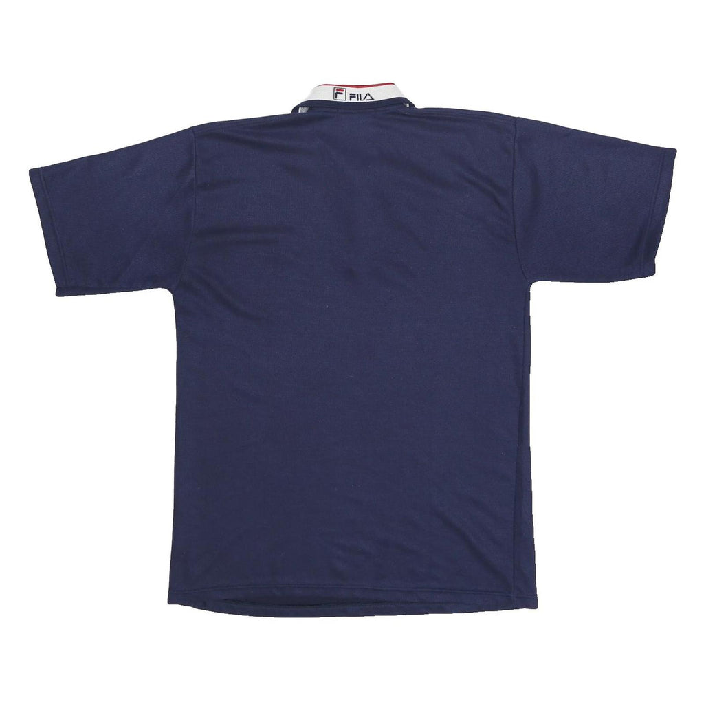 FILA Mens Navy Blue Polo Shirt L Cotton Blend Short Sleeve Classic Logo