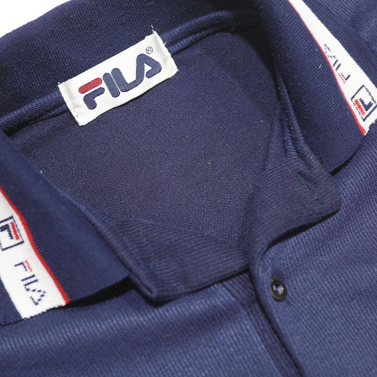 FILA Mens Navy Blue Polo Shirt L Cotton Blend Short Sleeve Classic Logo
