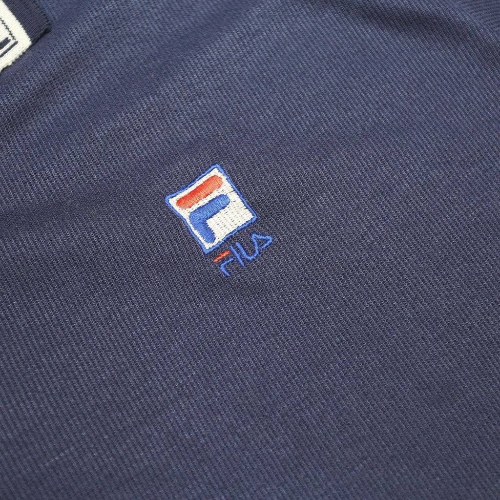 FILA Mens Navy Blue Polo Shirt L Cotton Blend Short Sleeve Classic Logo