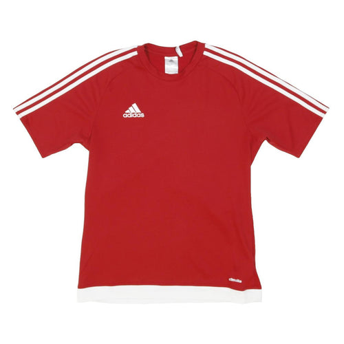ADIDAS Mens Red & White Classic Football T-Shirt S Short Sleeve Crew Neck