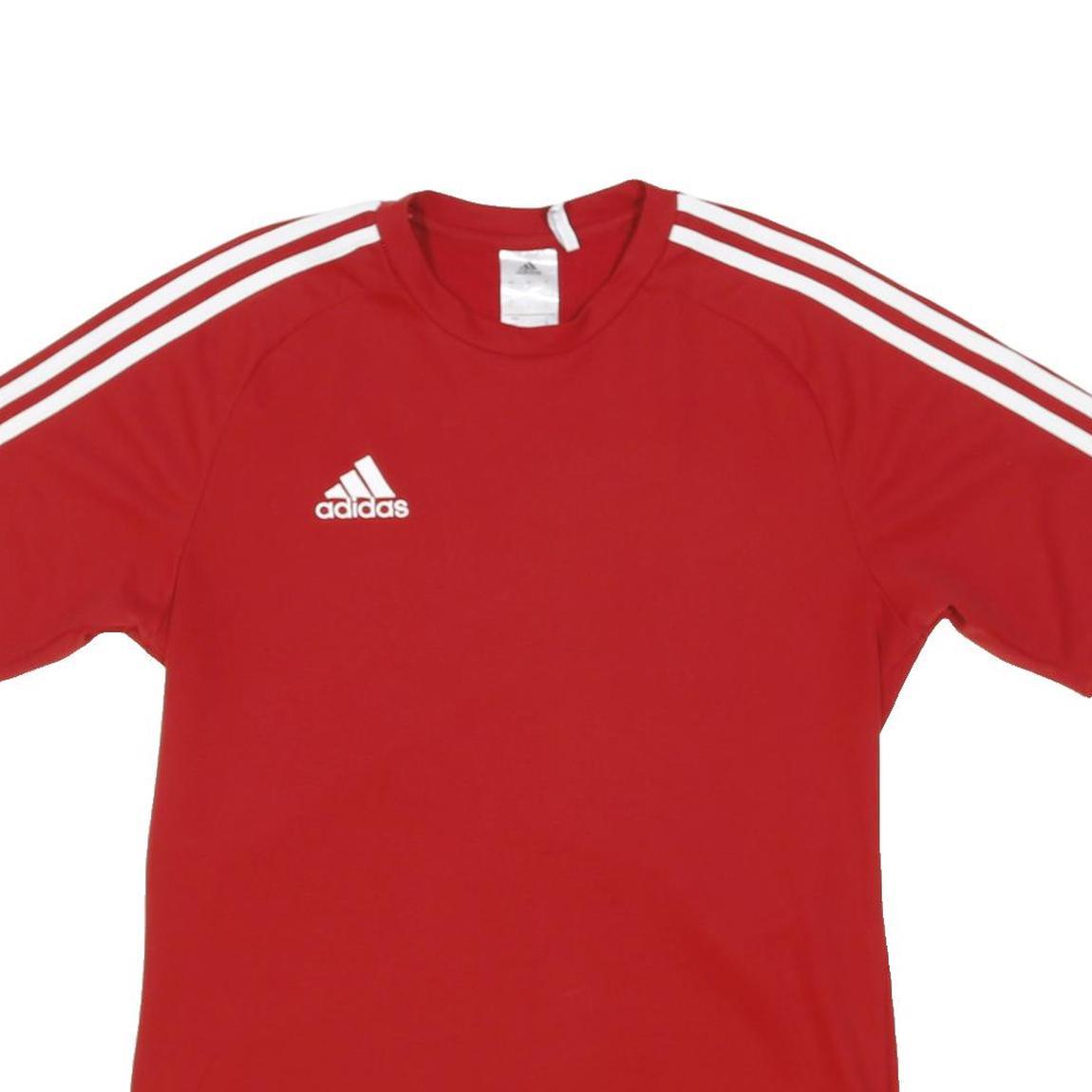 ADIDAS Mens Red & White Classic Football T-Shirt S Short Sleeve Crew Neck