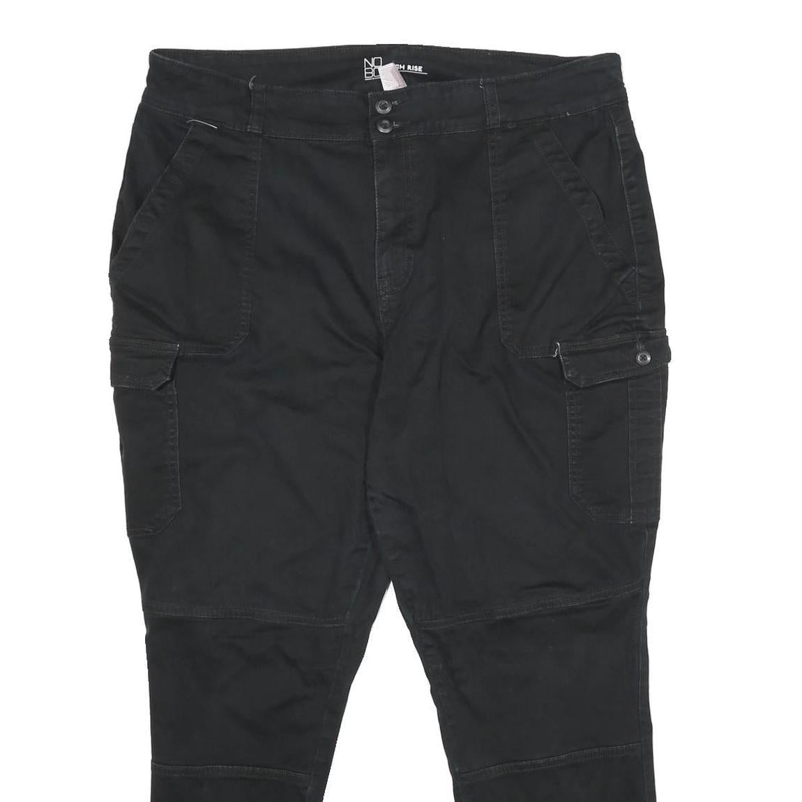 NOBO Womens Cotton Blend Black Relaxed Cargo Trousers W38 L28 Zip Pockets